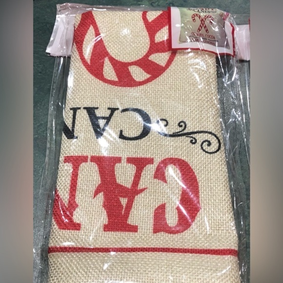 Burlap Christmas holiday candy cane red graphic print décor pillow cases new - Picture 16 of 16